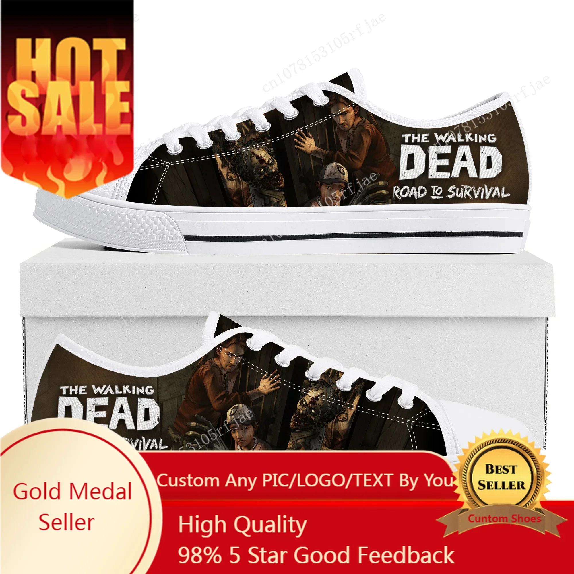 

The Walking Dead Low Top Sneakers Cartoon Game Women Men Teenager Canvas Sneaker Couple Fashion Custom Built Shoes