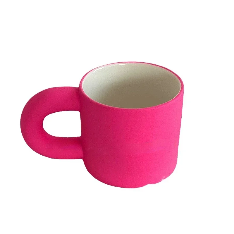 Pink Ceramic Mug with Hand for Girls To Drink Breakfast Coffee Milk Cup High Appearance Level Christmas Gift Home Decoration