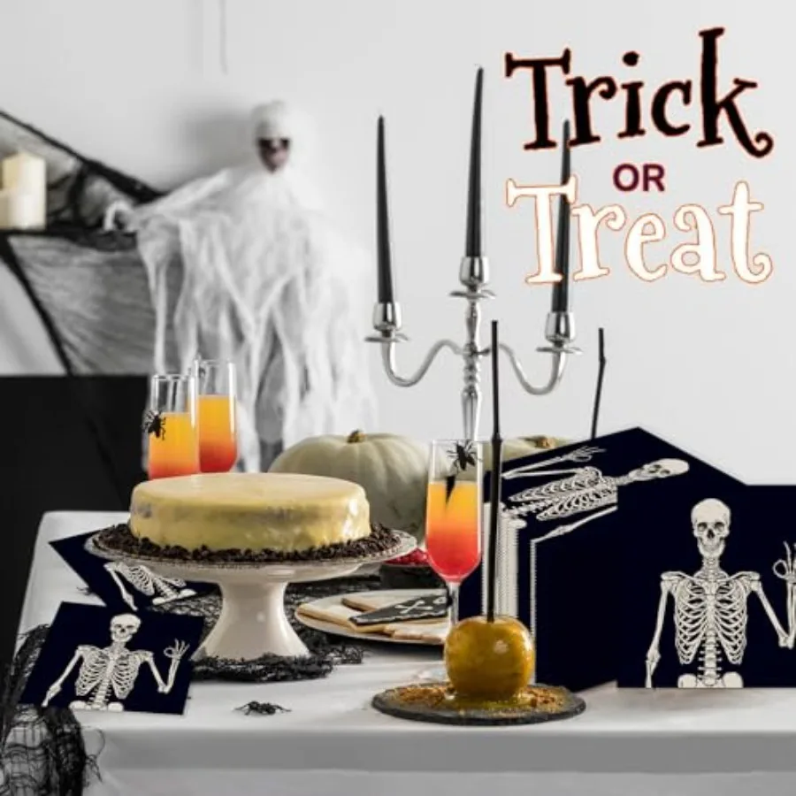 20 Pieces Skull Paper Guest Napkins disposable Halloween Skeleton Bathroom Napkins Smile Skull Guest Hand Towel Napkin for Horr