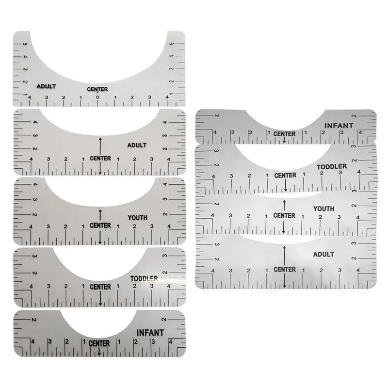 T-shirt Alignment Tool with 4 Rules and 1 Marker Pencil Crew Neck Craft Centering Alignment Rulers for Vinyl Heat Press