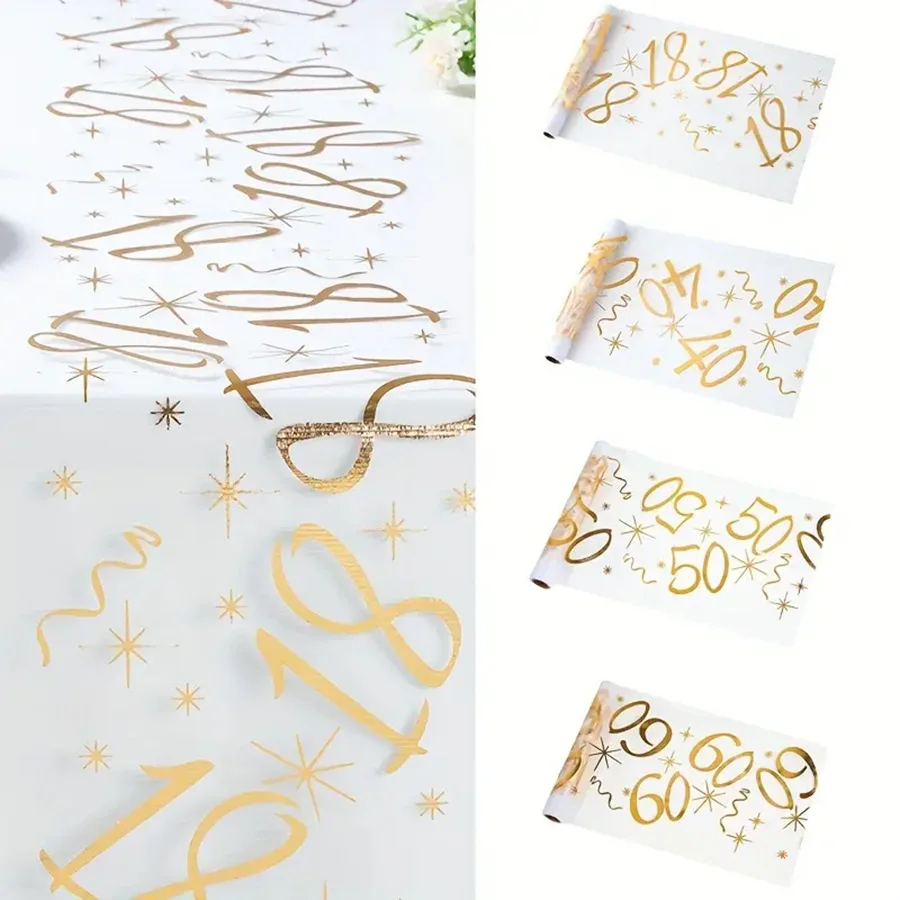 Nordic Style 18-80 Birthday Gold Tissue Gilding Table Runner Suitable for Birthday Party Celebration Table Runner Products