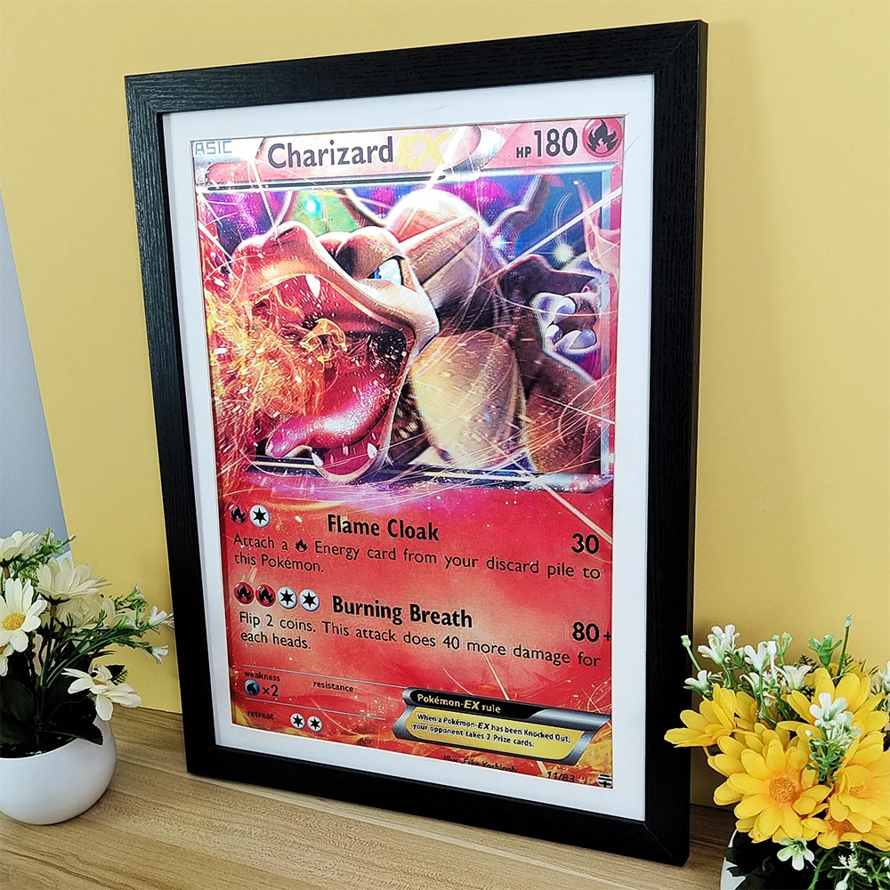Affiche lenticulaire 3D Anime Art Pokemon Charizard Come Alive avec des effets 3D étonnants, impression d'art mural (sans cadre)