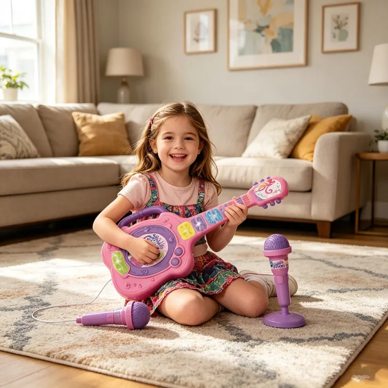 New Electric Guitar Music Toy with Microphone Cool Multi-function Button Electric Guitar Children's Educational Toy Gift