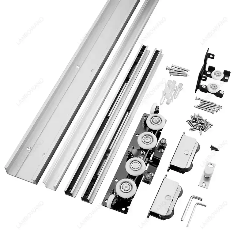 Trackless Ghost Door Hardware Two Way Buffer Invisible Sliding Door Slide Rail Kitchen Bedroom Concealed Door Fitting Accessorie