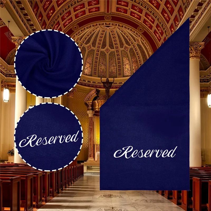 

ABFU-12 Pieces Reserved Seating Signs For Chairs 22 Inch Reserved Signs For Church Pews Cloth Placeholder For Restaurant