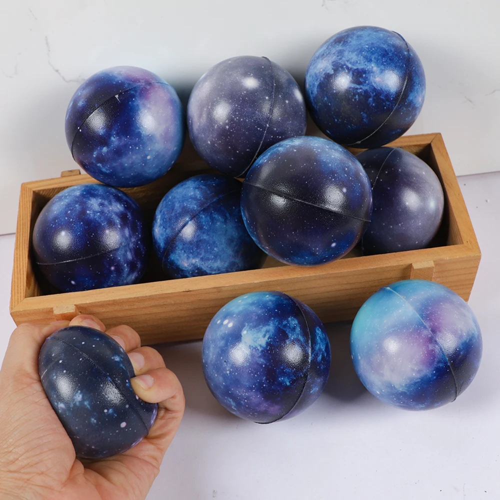 10Pcs 6.3cm Galaxy Stress Balls Planet Foam Stress Relief Ball Toys for Kids Space Theme Birthday Party Favors Pinata Filler