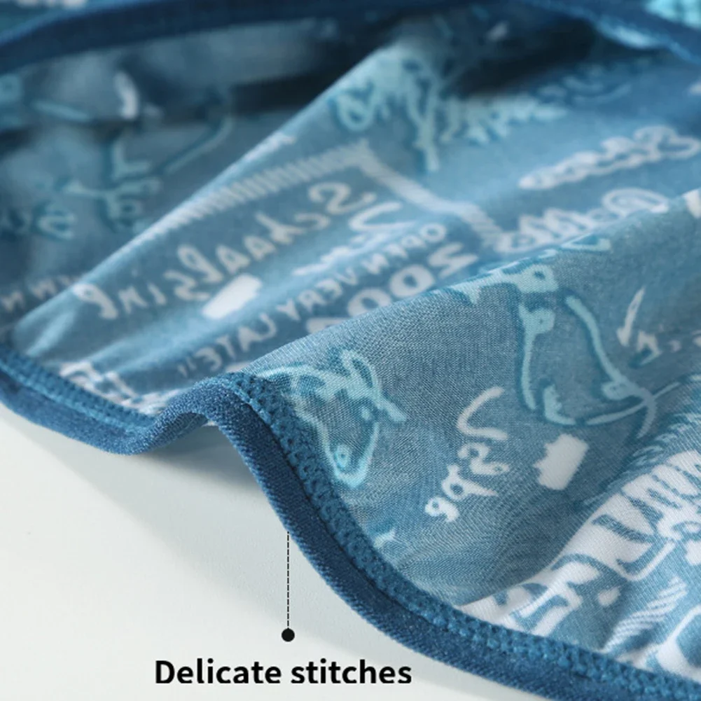 Men Printed Fashion Middle Rise Underwear Briefs Breathable Ultrathin Comfortable Panties Elastic Lingerie Plus Size