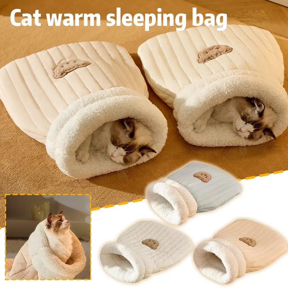 Sleeping Bag Soft Cuddly Fluffy Feel Thickened Pet Comfortable Kitten Puppy Pet Supplies Bed Nest Type Pocket Quilt Sof T9w9