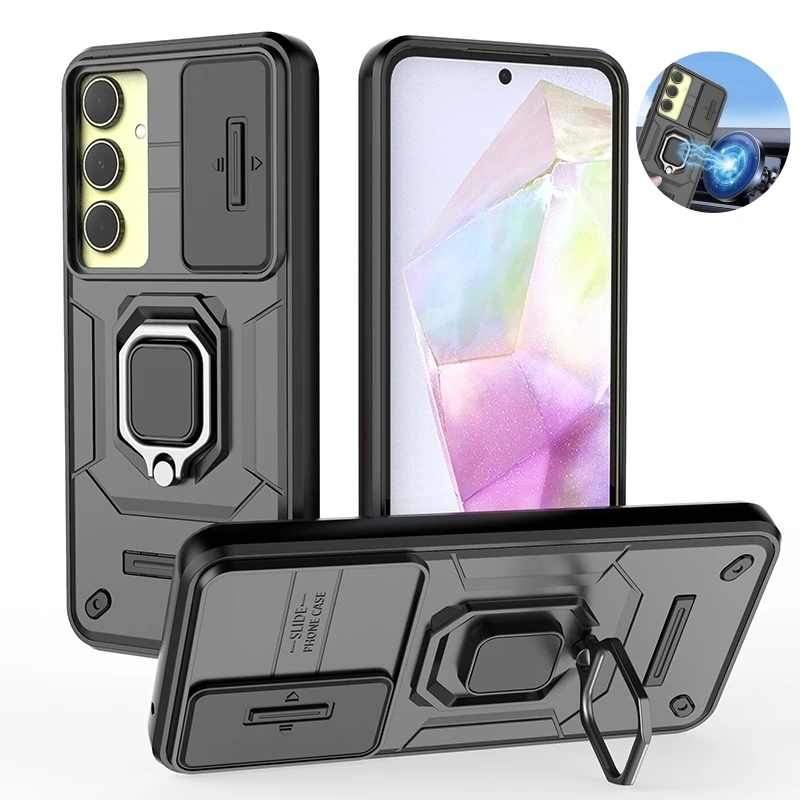 For Samsung Galaxy A35 5G Case Shockproof Armor Slide Camera Funda For Galaxy A35 A 35 GalaxyA35 SM-A356 Magnet Ring Stand Cover