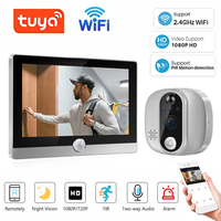 Tuya Smart Video Doorbell Camera WiFi 1080P Peephole Door Bell IP Cam 4.3\
