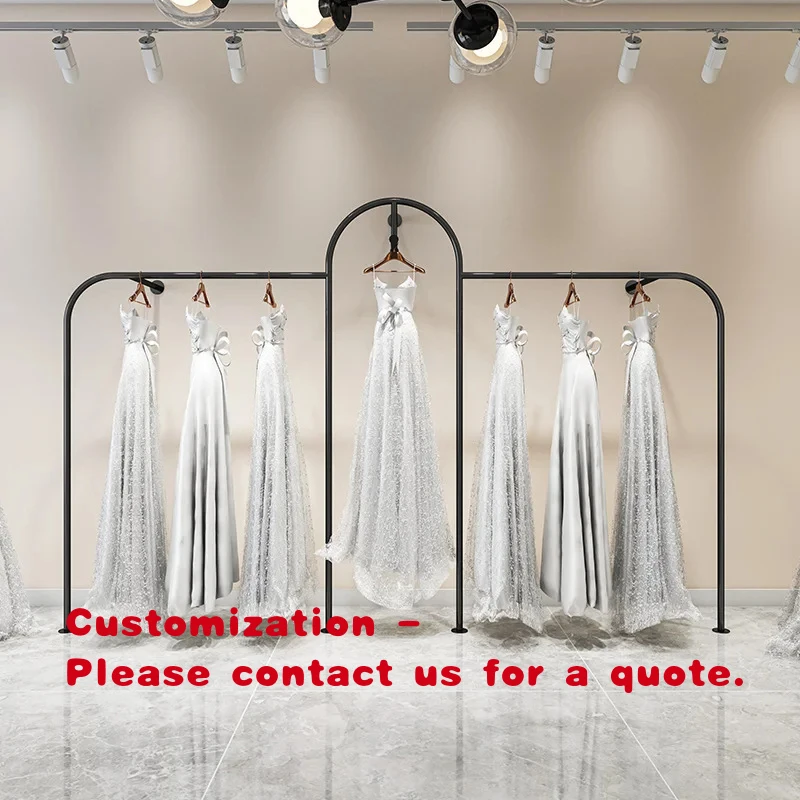 custom.Custom Retail Metal Clothing Display Rack Bridal Wedding Dress Floor Mounted Stand Luxury Gold