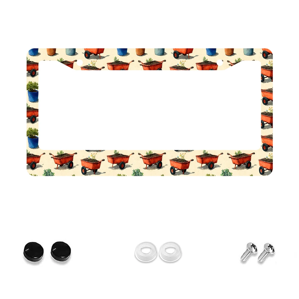 

1 шт., рамка номерного знака с 2 отверстиями в стиле ретро, оранжевая тачка, алюминиевый материал, 6x12 дюймов с набором винтов, винтажная новинка