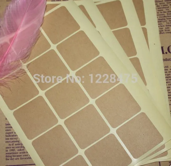 100pcs/Lot New Vintage Square Design Leather Color Blank Sticker Sealing Paste Baking Biscuit Bag Decorative Seal Sticker