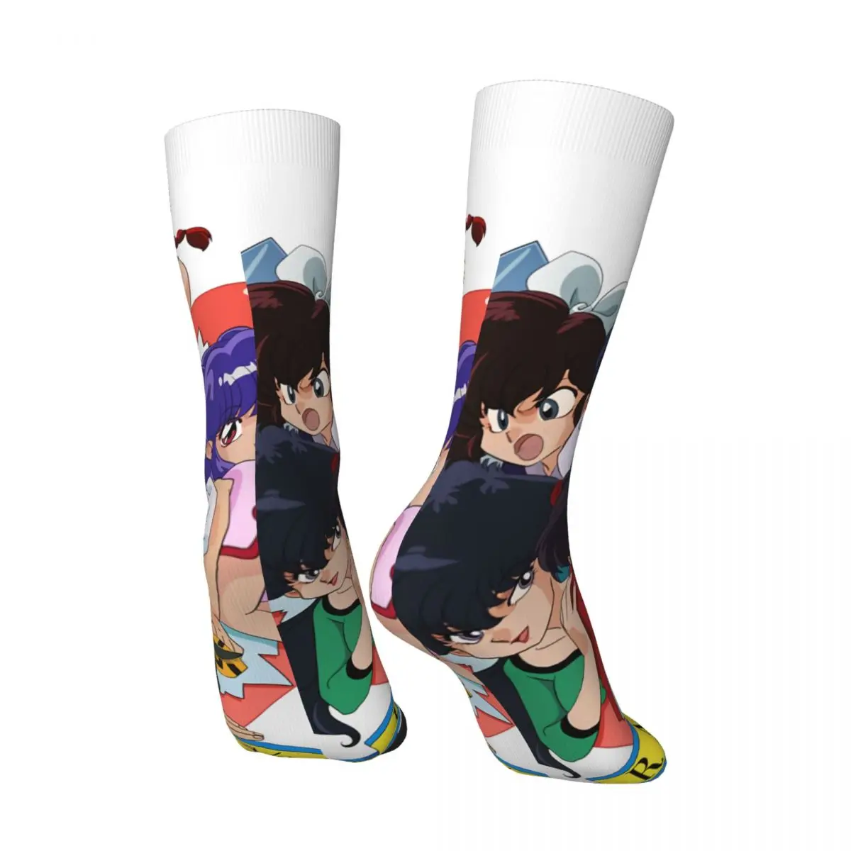 Funny Crazy Sock for Men Heart Classic Hip Hop Harajuku Ranma Manga Happy Seamless Pattern Printed Boys Crew Sock Novelty Gift