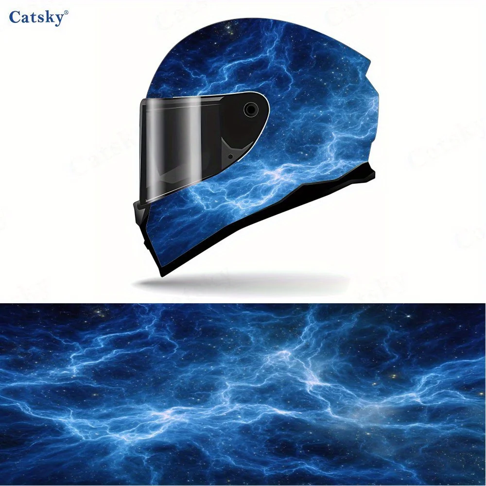 

Blue Starry Sky Full Face Helmet Vinyl Wrap Sticker, Waterproof Scratch-Resistant Self-Adhesive PVC Decals, Artistic Aesthetic G