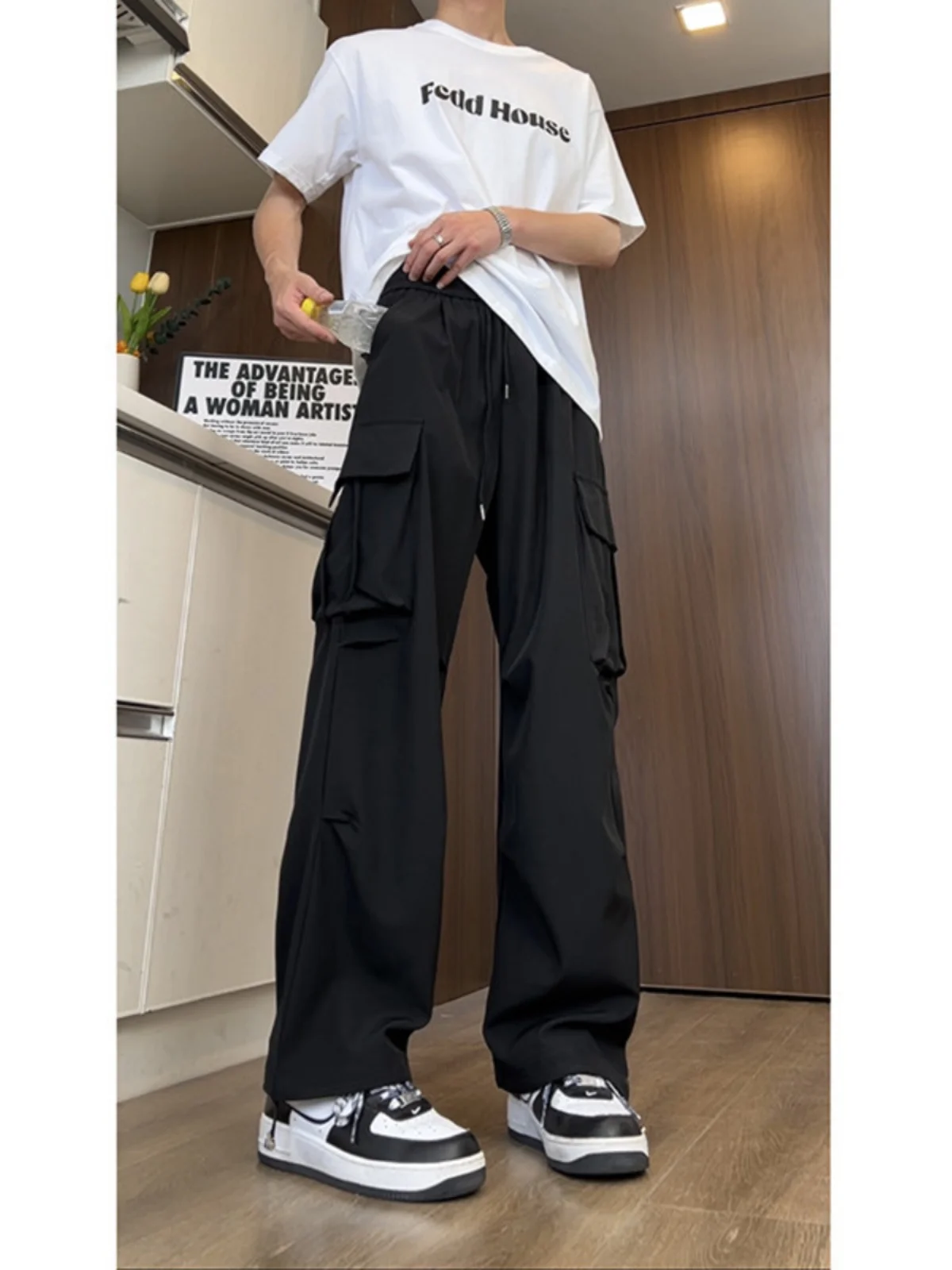 Men's Summer Outdoor Workwear Pants Ice Silk Quick Dry with Large Pockets for Hiking And Climbing Loose Fit Casual Trousers