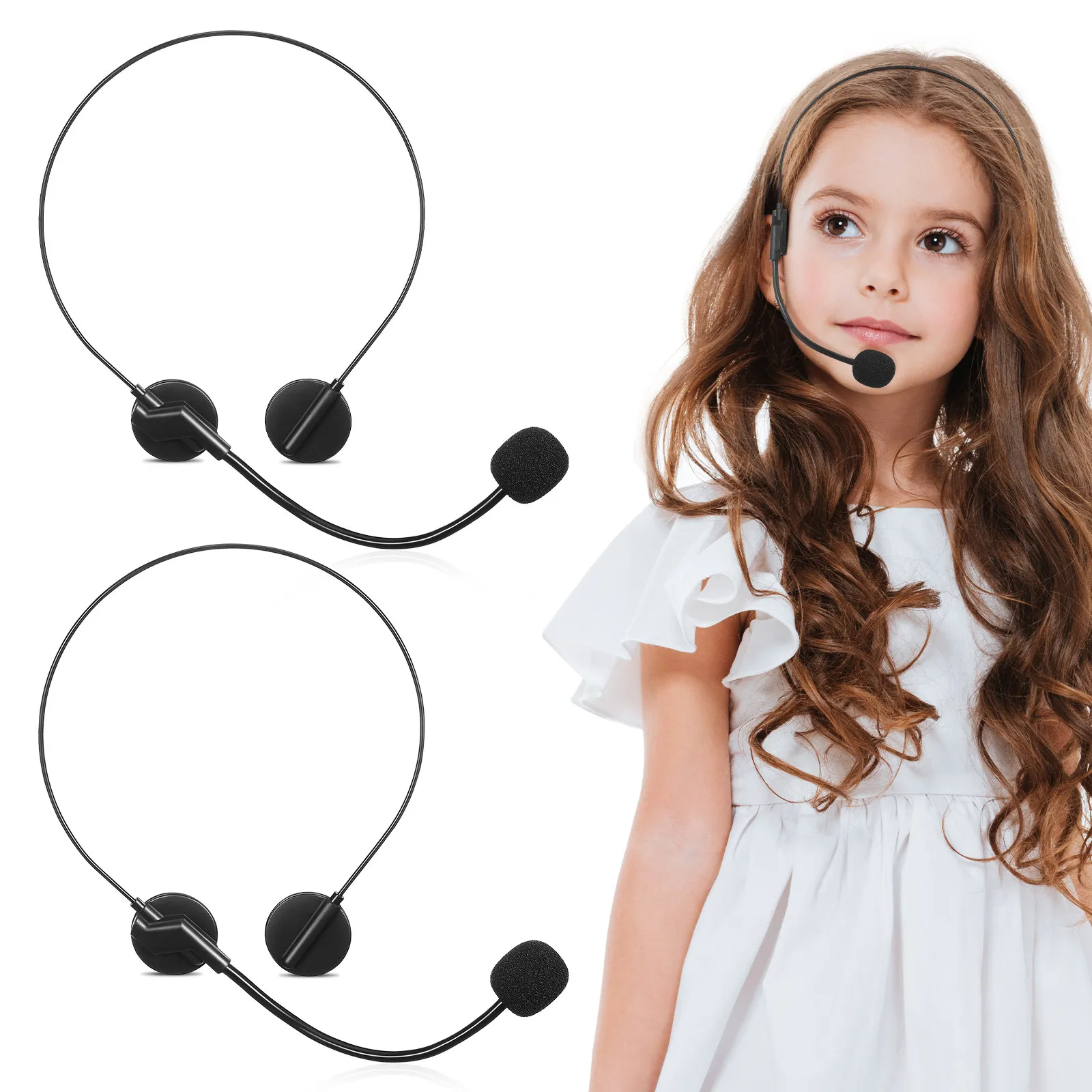 

2Pcs Rock Star Cosplay Headset Prop Lightweight Stylish Earphone Microphone for Children Ages 3-12 Stage Performance Dress Up