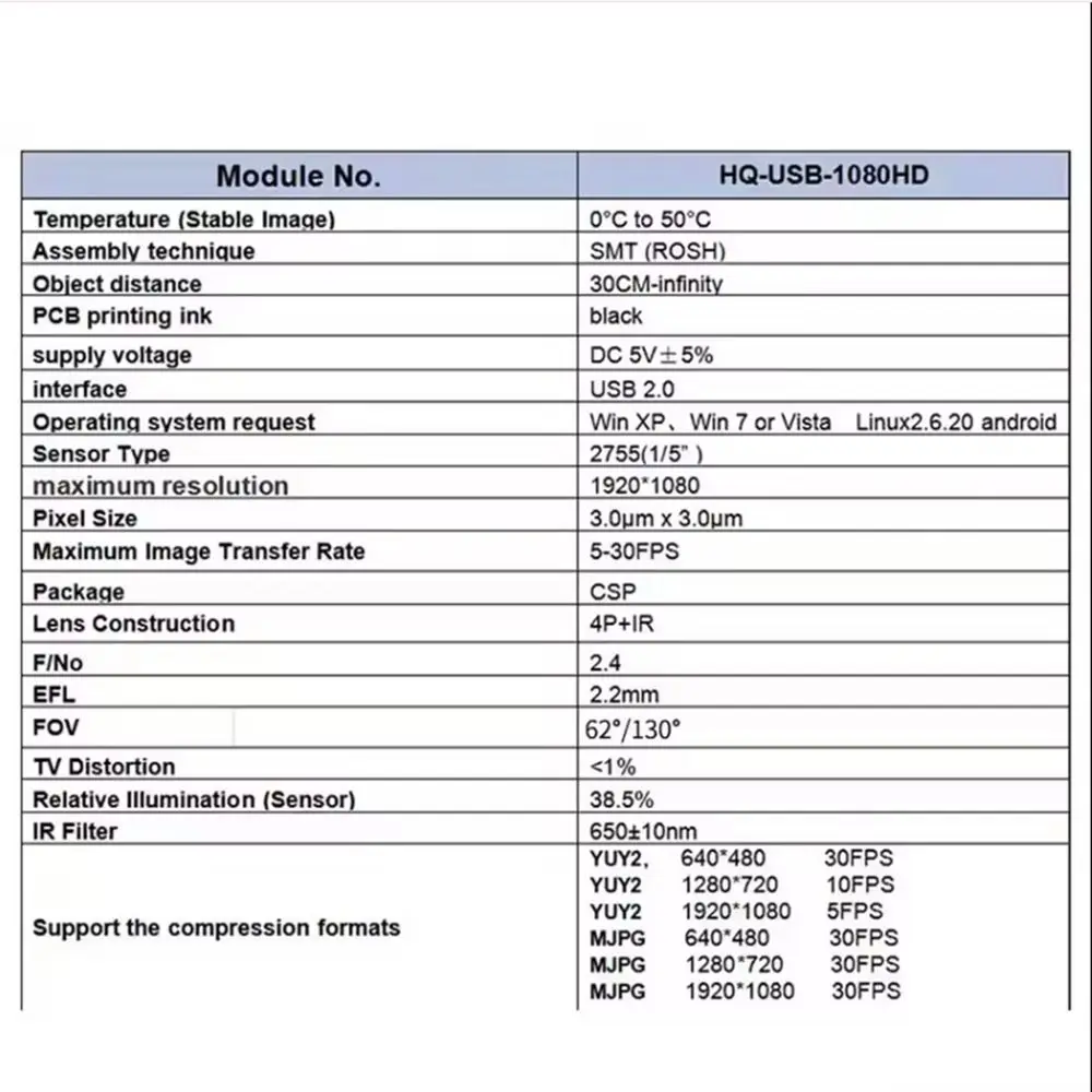 Accessories 2MP Camera Module 1080P Universal 3D Printer Camera Full HD 130 Degree USB Camera Module