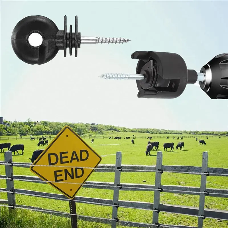 A68P-100Pcs Black Electric Fence Insulator Screw-In Insulator Fence(Grid System Accessories For Animal Husbandry Electronic) view 6