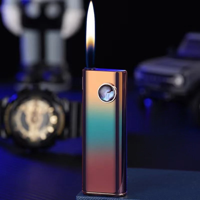 Chao Brand Cat\'s Eye Open Flame Inflatable Lighter Aluminum Shell Compact Silent Battery Ignition Cigarette Lighter