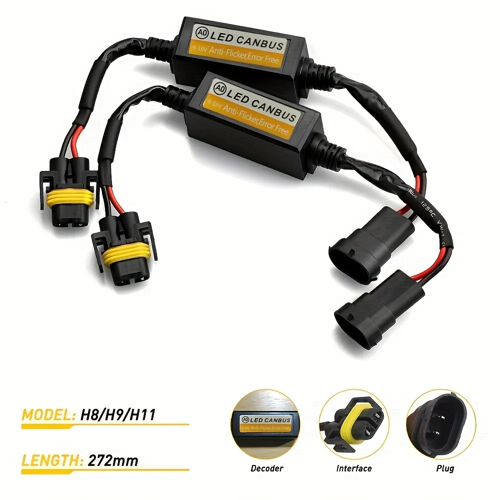 2 Stück LED-Autoscheinwerferlampen H7 H4 H11 H8 9005 HB3 9006 HB4 H1 H3 Decoder-Kabelbaum Canbus-Decoder Fehlerfrei Lastumwandlung – Detail 4