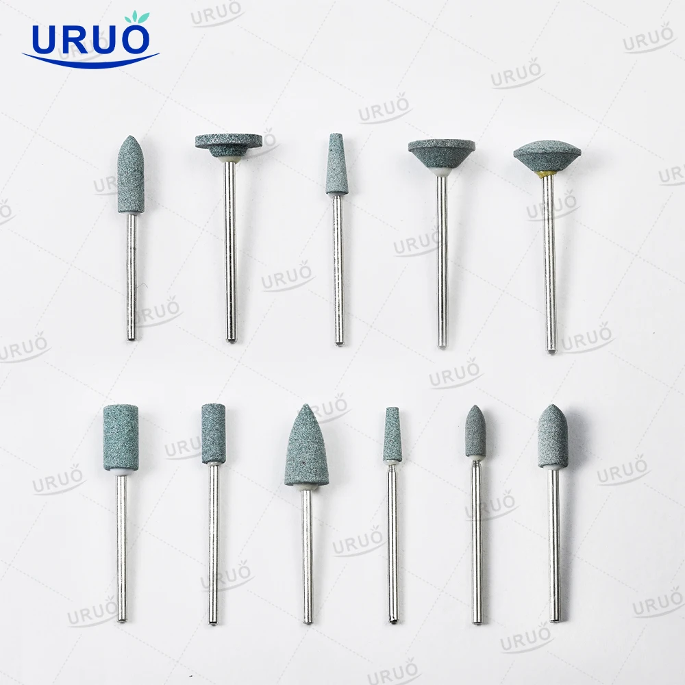 100pcs HP Mounted Green Stones G-17 Dental Grinding Material for Contour Ceramics Grinding Silicone Polishers Dentistry Tools