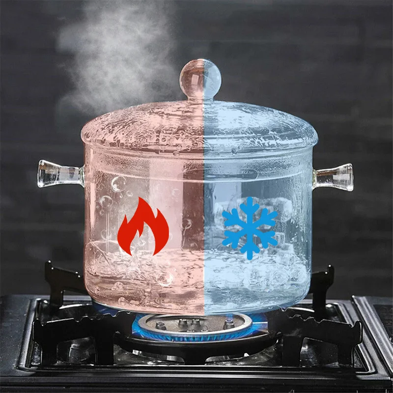 

High Borosilicate Glass Simmer Pot Thicker and Heavier Upgraded Glass Pot for Use on Open Flames and Gas Stovetops