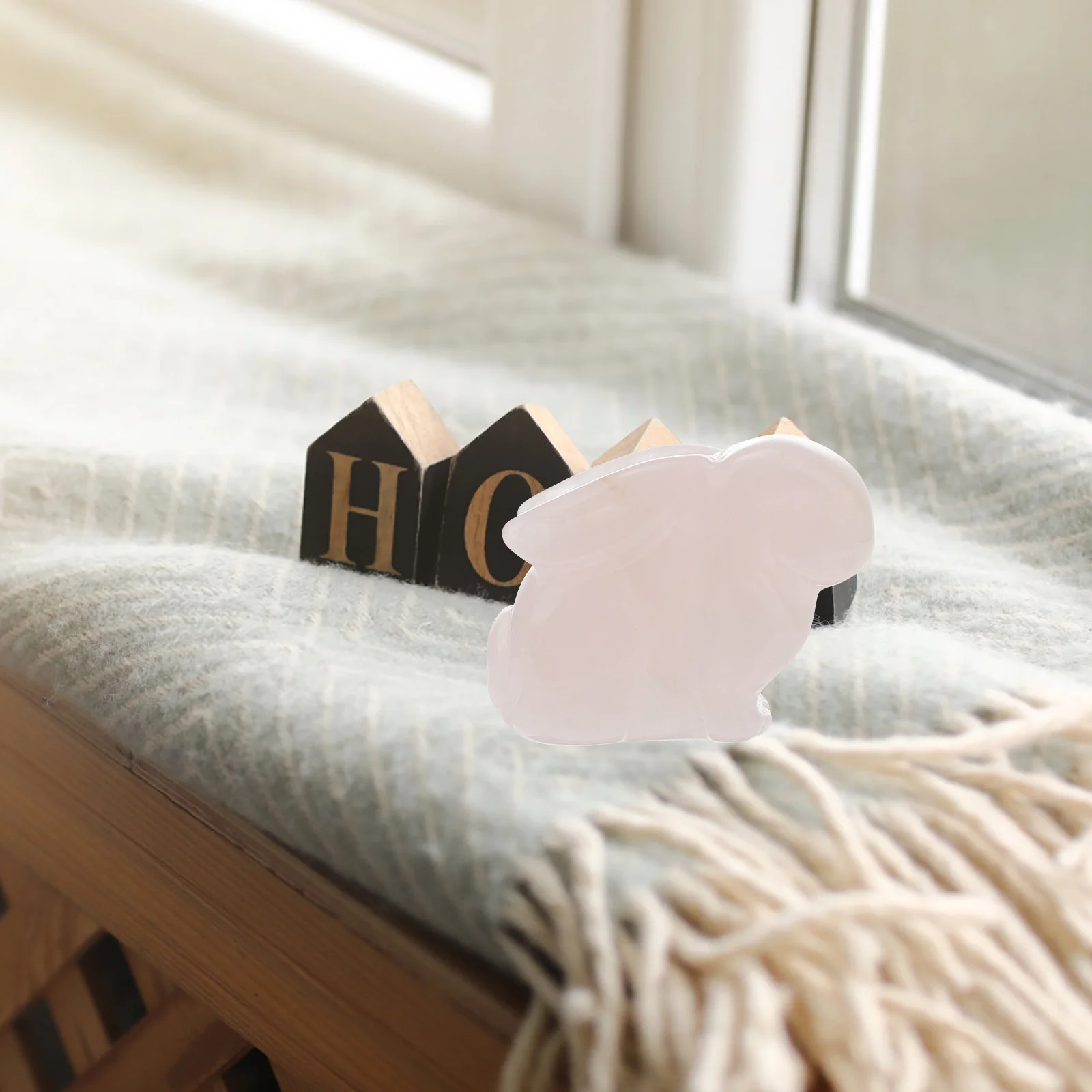 

Jade Rabbit Handmade Carved Crystal Home Decor Desktop Ornament Feng Shui Gift For Office Living Room Car Kids Room