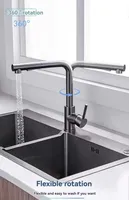 Sink Faucet Two Model Stream Sprayer Nozzle Stainless Steel Hot Cold Wate Mixer Tap Deck  ping Black Pull Out Kitchen