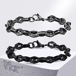 Vnox Chunky Handmade Link Chain Bracelets for Men, Rhombus Links Wristband, Punk Rock Jewelry Gift