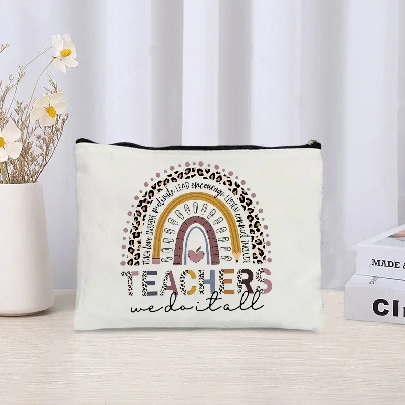 

Thank You Teacher Gift Make up Bag Women Men Travel Neceser Organizer Luxury Canvas Toiletry Pouch Pencil Case Cute Purse