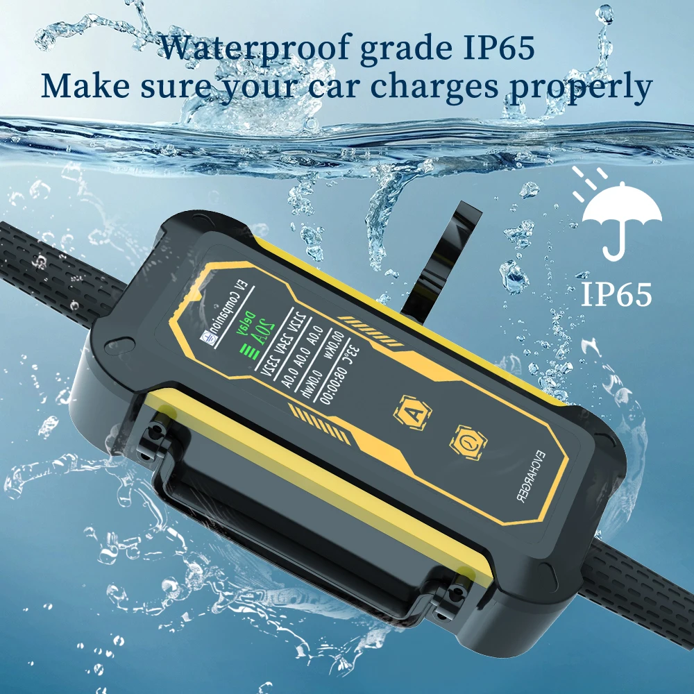 شاحن سيارات كهربائية محمول 16A 3.5kW NACS شاحن مع مجموعة تأخير الجدول الزمني محطة شحن الاتحاد الأوروبي التوصيل 5 متر كابل للسيارات الكهربائية تسلا