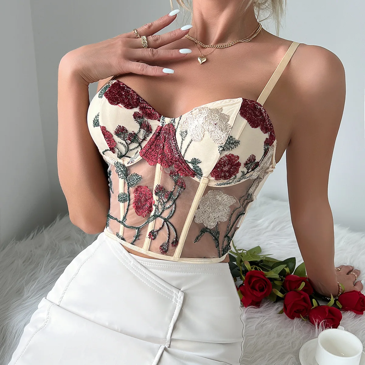 Corset Tops for Women Bustier Shapewear Lingerie Lace Waist Push Up Vintage Party Corset Crop Top Y2k Fashion Bustier Tank Top