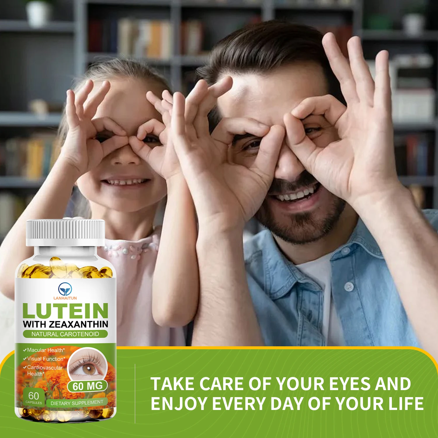 LANHAITUN Lutein 60MG With Zeaxanthin Health Supplements & Eyes Care Vitamins, Non-GMO & Gluten Free, Promotes Visual Functions