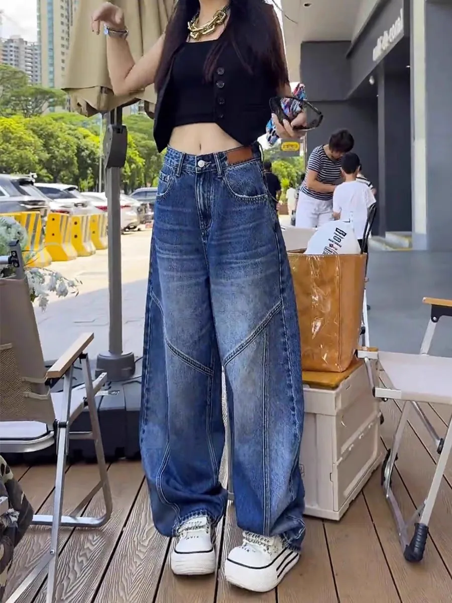 

High Waist Loose Fit Wide Leg Jeans Women's Spring Autumn New Style Comfortable Breathable Cotton Casual High Waist Knife