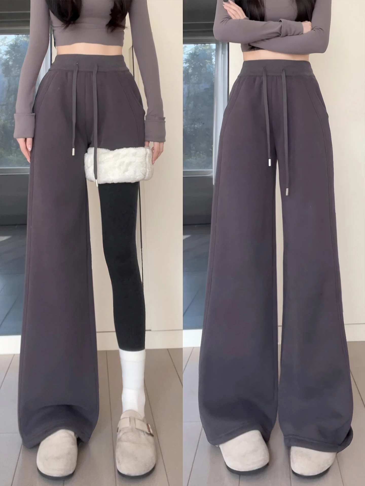 

Спортивные брюки свободного кроя для женщин, с высокой талией, драпировкой, утягивающие, повседневные, узкие, с широкими штанинами