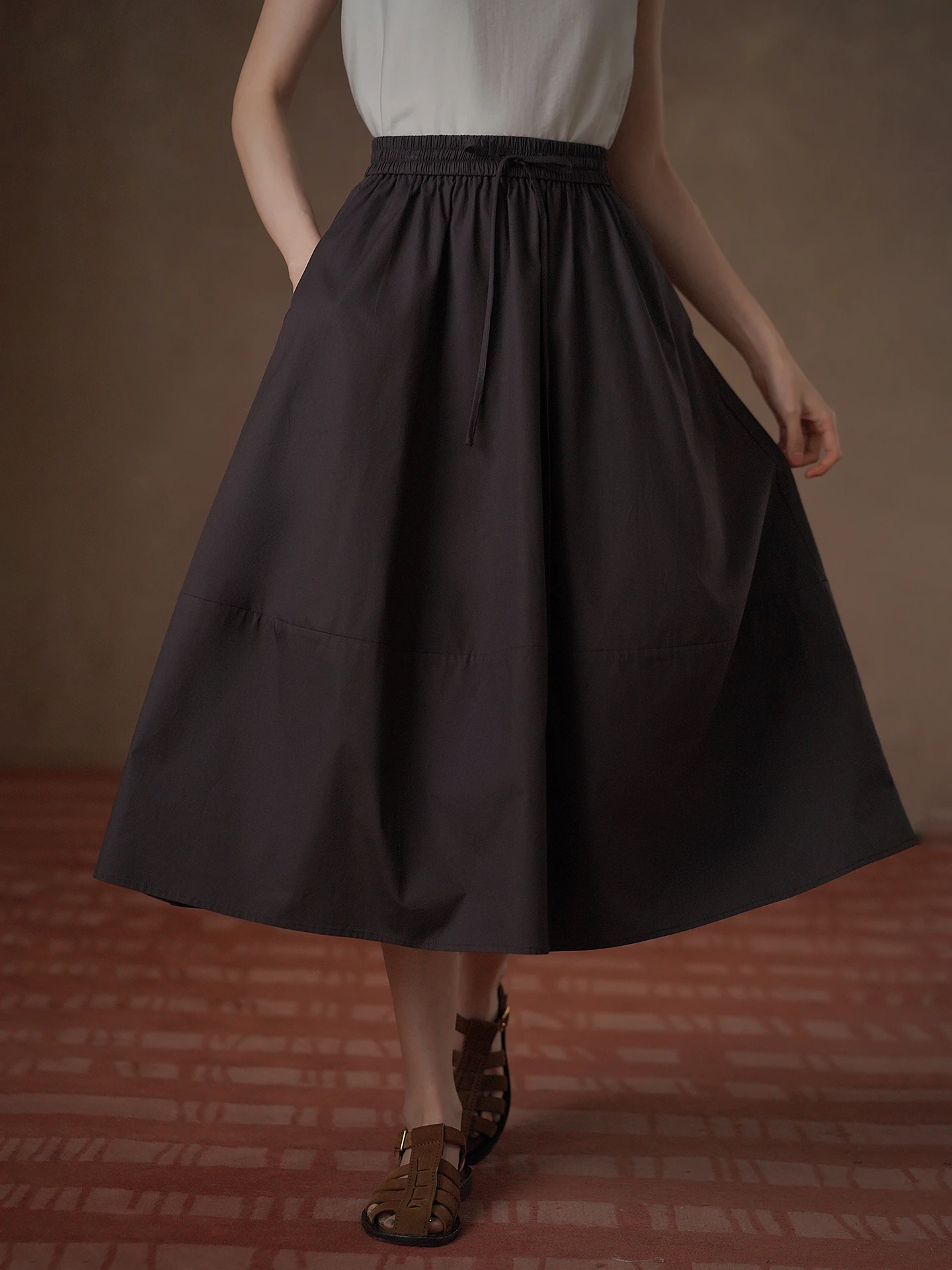 Classic High Waist Puffy Half Skirt for Women Thick Treen Classic Style Commute Simple Style A-Line Skirt Cotton Fabric