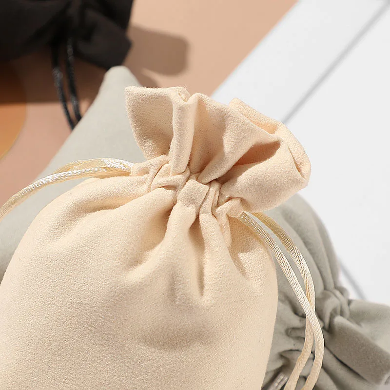 50pcs/lot 8*10cm, 10*12cm, 10*15cm Double-sided Velvet Drawstring Pouches Party Wedding Gift Dust-proof Storage Bag Custom Logo