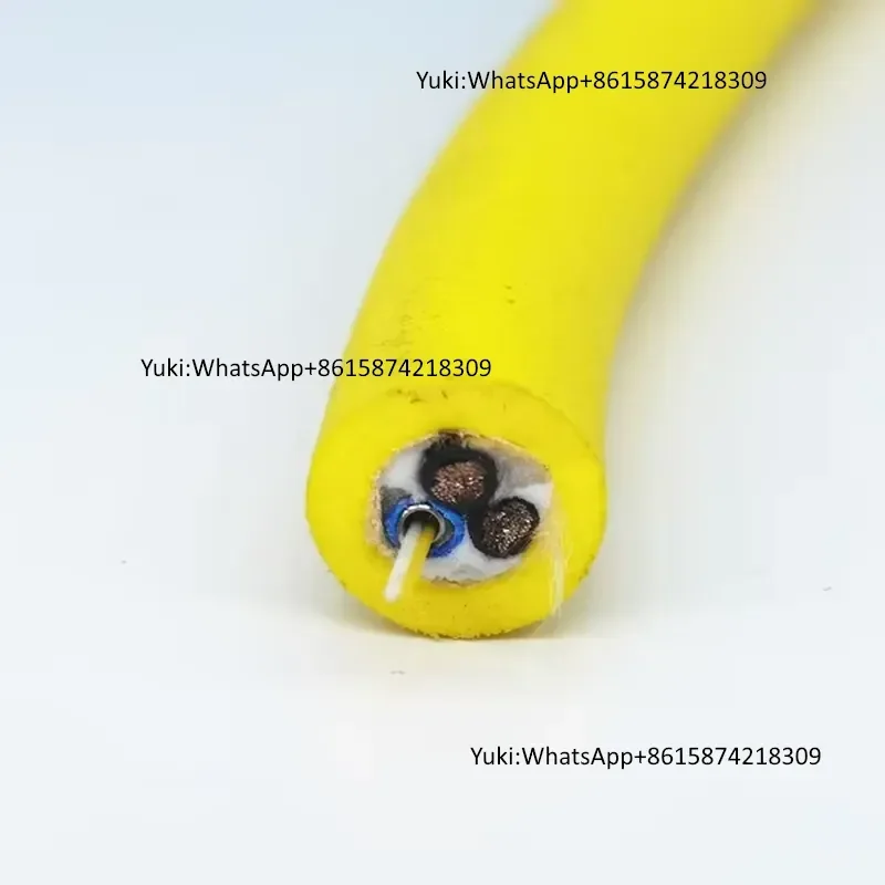 Kevlar Reinforced Underwater ROV Cable, 2 Core SM Fiber Optic + 2 Core Power ROV Tether with Watertight Connector