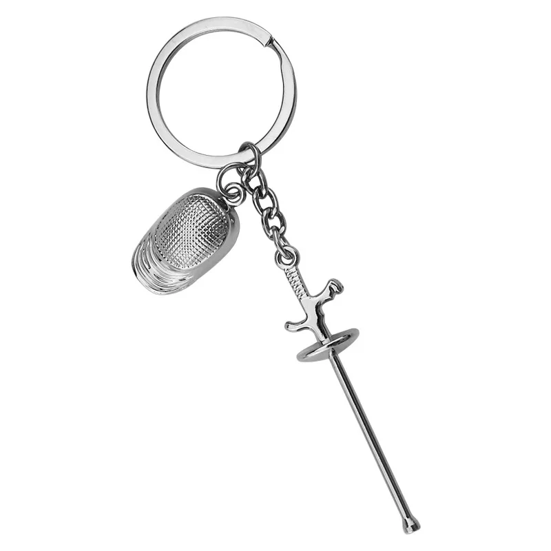 New Creative Fencing Keychain Pendant Sports Souvenir Flower Sword Sabre Heavy Sword Sports Small Pendant Key Ring Part Gift
