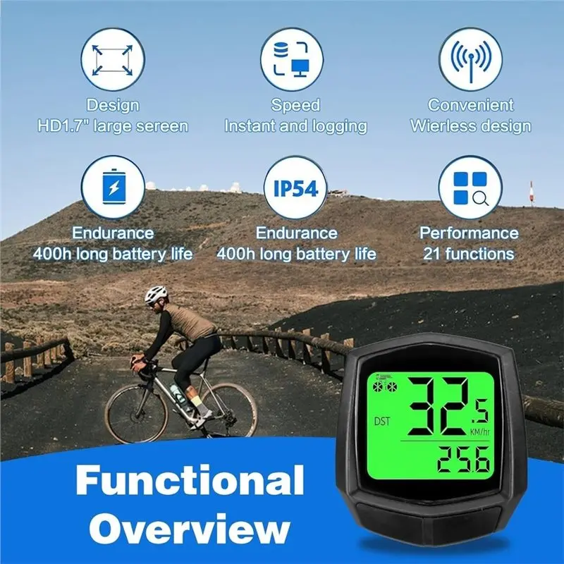 HOTB72A Bicycle Speedometer Wireless Bike Computer And Odometer MPH KM/H Automatic Wake-Up Cycling Speed Tracker