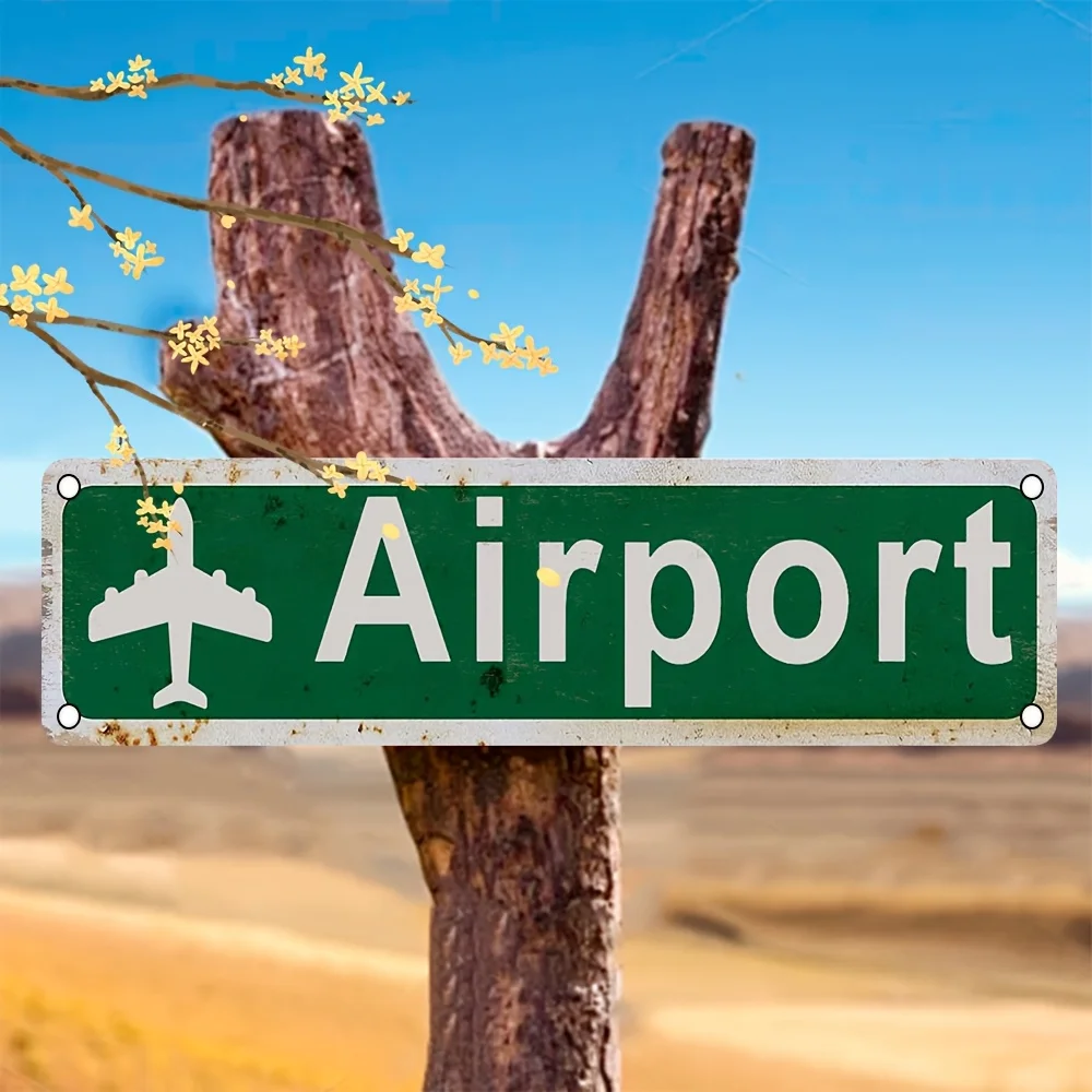 CIFBUY Retro Airport Metal Wall Art Vintage Aluminum Waterproof Durable Decor for Home Bar Office Hangar Man Cave Porch