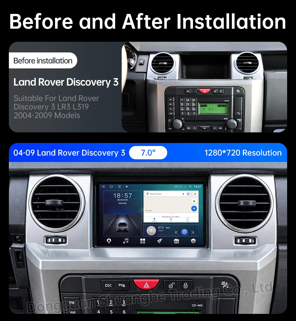 LHD Android 16 For Land Rover Discovery 5 LR3 L319 2004 - 2009 Wireless Auto Carplay GPS Navigation Video Player BT Raido
