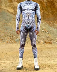 Men 3D Mirror Printed Cosplay Gothic Jumpsuit Halloween Cyber Punk Zentai Suit Holiday Party Rave Bodysuit