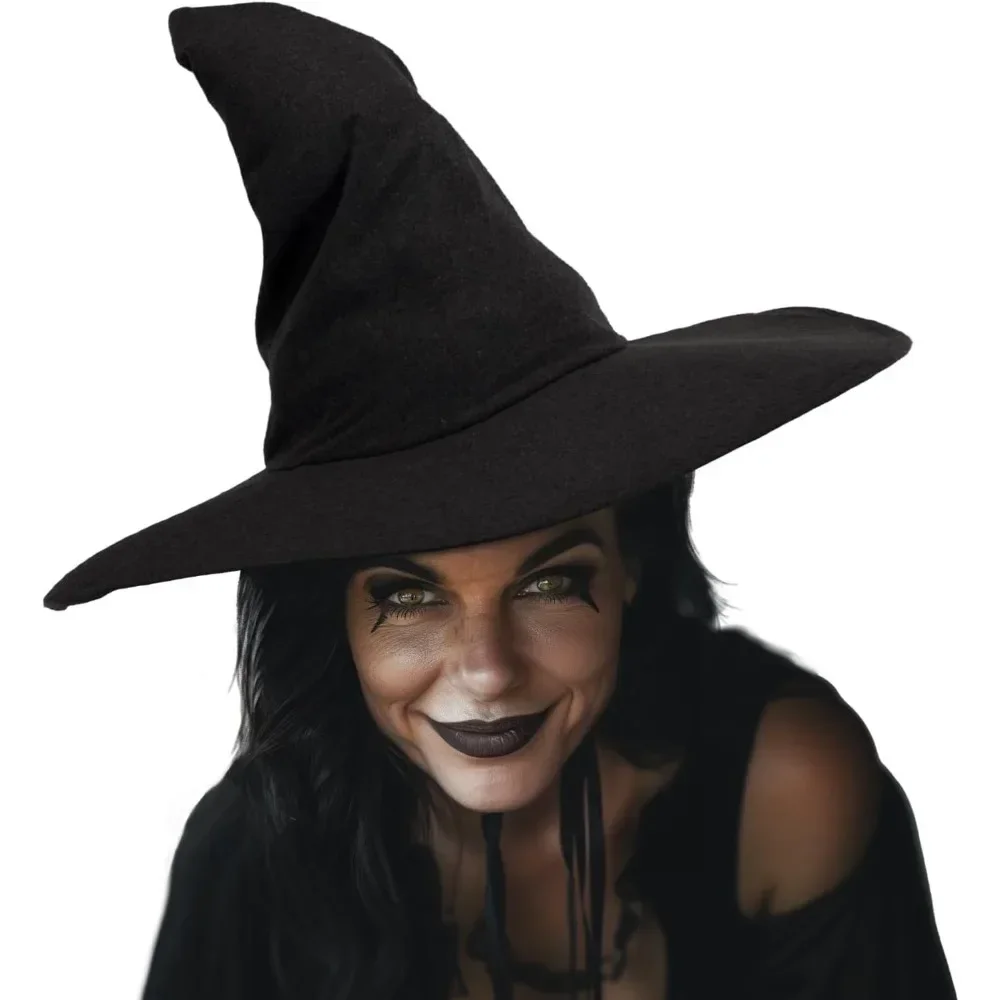 Cappelli da strega di Halloween Pieghe nere Cappello da mago per donna Uomo Festa in maschera Puntelli cosplay Decorazione Accessorio per costume di carnevale