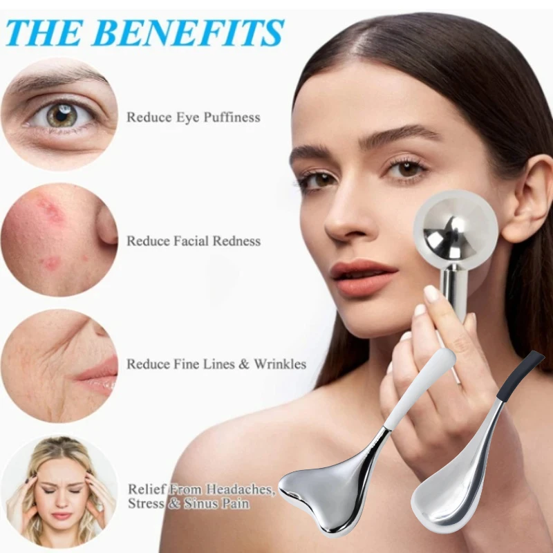 얼굴 및 눈용 뷰티 케어 도구 스테인리스 스틸 페이스 뷰티 크라이오 스틱 남녀용 얼굴 마사지 쿨링 스파 글로브