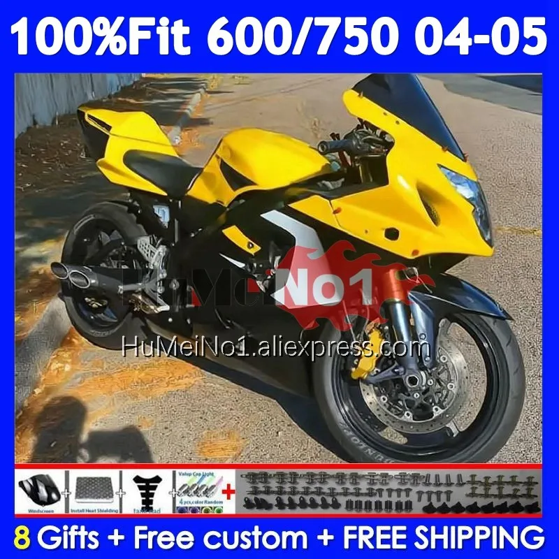 OEM Body For SUZUKI GSXR 750 600 CC K4 GSX-R600 103No.141 GSXR-750 GSXR600 GSXR750 04 05 2004 Yellow hot 2005 Injection Fairing