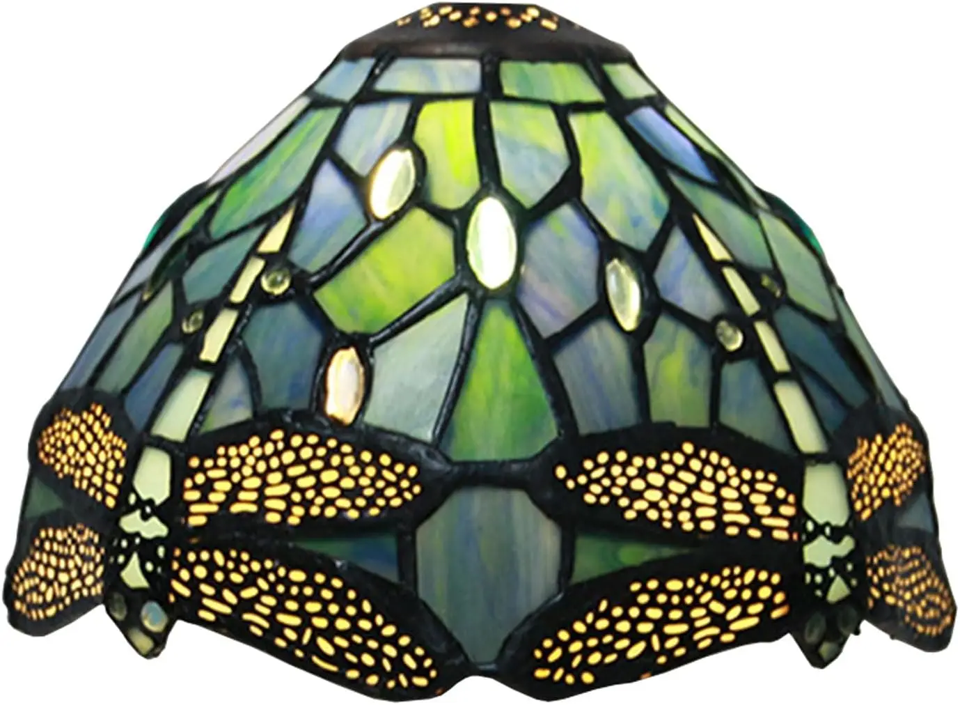 

8 Inch Wide Tiffany Lamp Shade Accessories Replacement Only Stained Glass Dragonfly Lampshades Vintage Green Blue Yellow