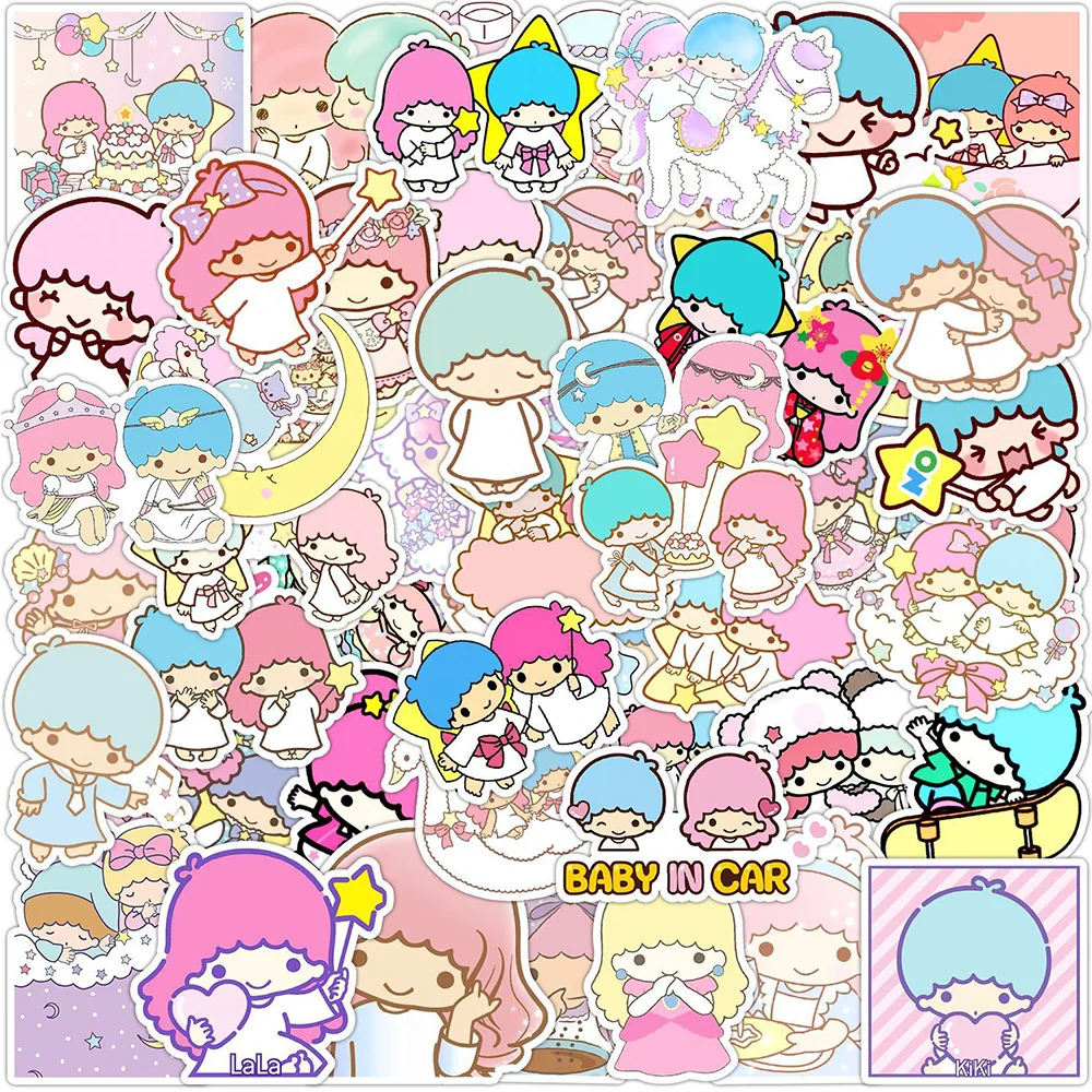 10/30/50pcs Cute Little Twin Stars Anime Stickers Kawaii Sanrio Series Cartoon Sticker Decals for Phone Case Diary Water Bottle