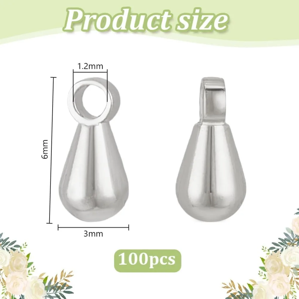 100 Pcs Extender Chain Tear Drop Dangle Teardrop Charm Dangle End Beads Chain Terminator Charms for DIY Jewelry Making